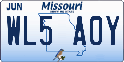 MO license plate WL5A0Y