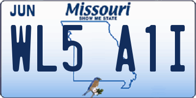 MO license plate WL5A1I