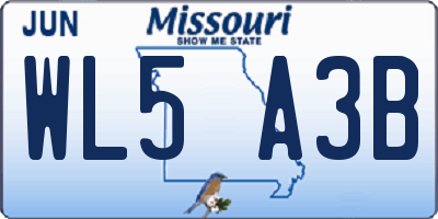 MO license plate WL5A3B