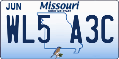 MO license plate WL5A3C