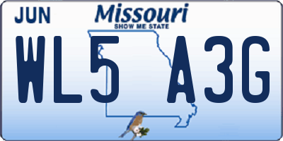 MO license plate WL5A3G