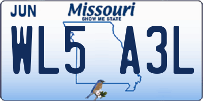 MO license plate WL5A3L