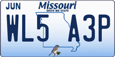 MO license plate WL5A3P
