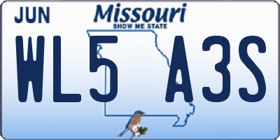 MO license plate WL5A3S