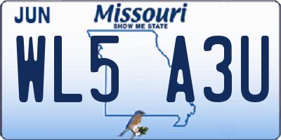 MO license plate WL5A3U