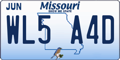 MO license plate WL5A4D