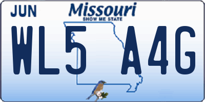 MO license plate WL5A4G