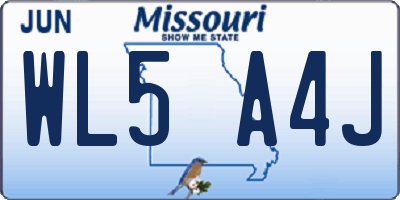 MO license plate WL5A4J