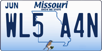 MO license plate WL5A4N