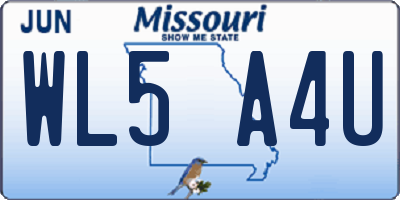 MO license plate WL5A4U