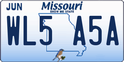 MO license plate WL5A5A
