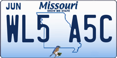MO license plate WL5A5C