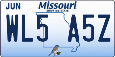 MO license plate WL5A5Z