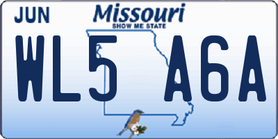 MO license plate WL5A6A