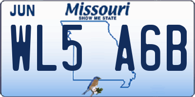 MO license plate WL5A6B