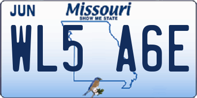 MO license plate WL5A6E