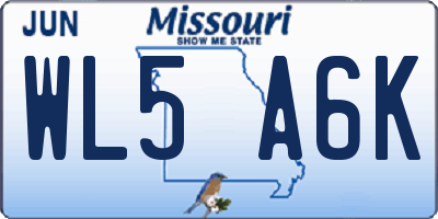 MO license plate WL5A6K