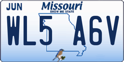 MO license plate WL5A6V