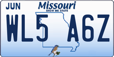 MO license plate WL5A6Z