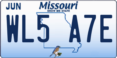 MO license plate WL5A7E