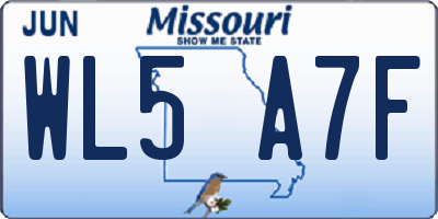 MO license plate WL5A7F