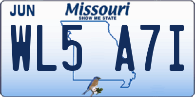 MO license plate WL5A7I