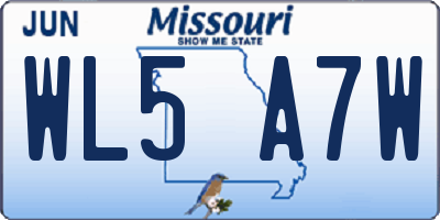 MO license plate WL5A7W