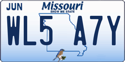 MO license plate WL5A7Y