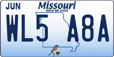 MO license plate WL5A8A