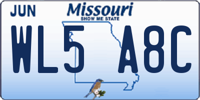 MO license plate WL5A8C