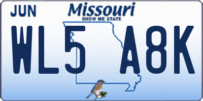 MO license plate WL5A8K