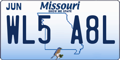 MO license plate WL5A8L