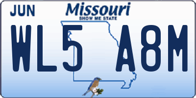 MO license plate WL5A8M