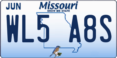 MO license plate WL5A8S
