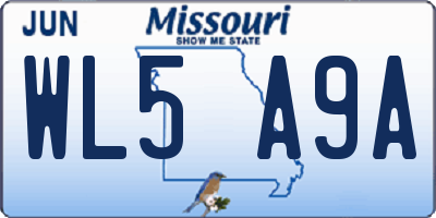 MO license plate WL5A9A