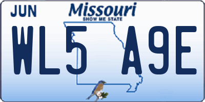 MO license plate WL5A9E