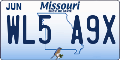 MO license plate WL5A9X