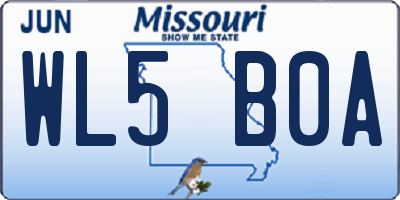 MO license plate WL5B0A