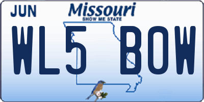 MO license plate WL5B0W