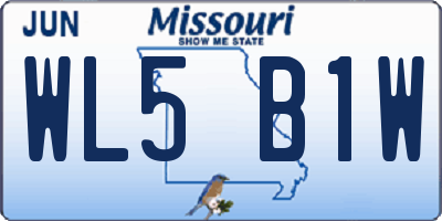MO license plate WL5B1W