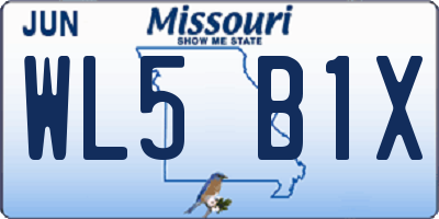 MO license plate WL5B1X