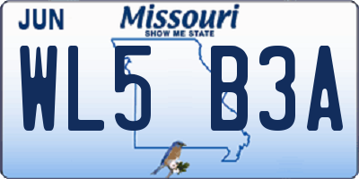 MO license plate WL5B3A