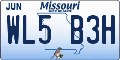 MO license plate WL5B3H