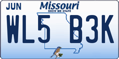 MO license plate WL5B3K