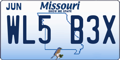 MO license plate WL5B3X