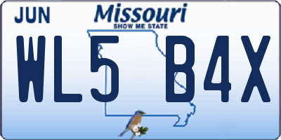 MO license plate WL5B4X