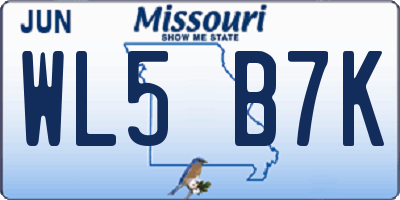 MO license plate WL5B7K