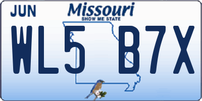 MO license plate WL5B7X