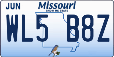 MO license plate WL5B8Z