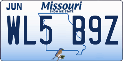 MO license plate WL5B9Z